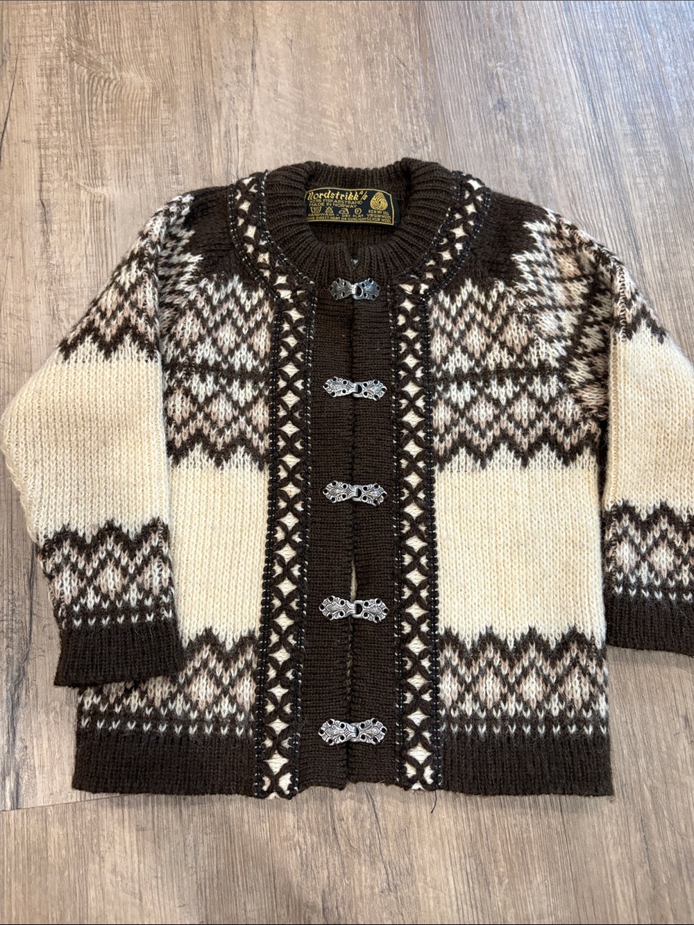 Classic Nordstrikk Kids Brown & Cream Wool Cardigan Sweater